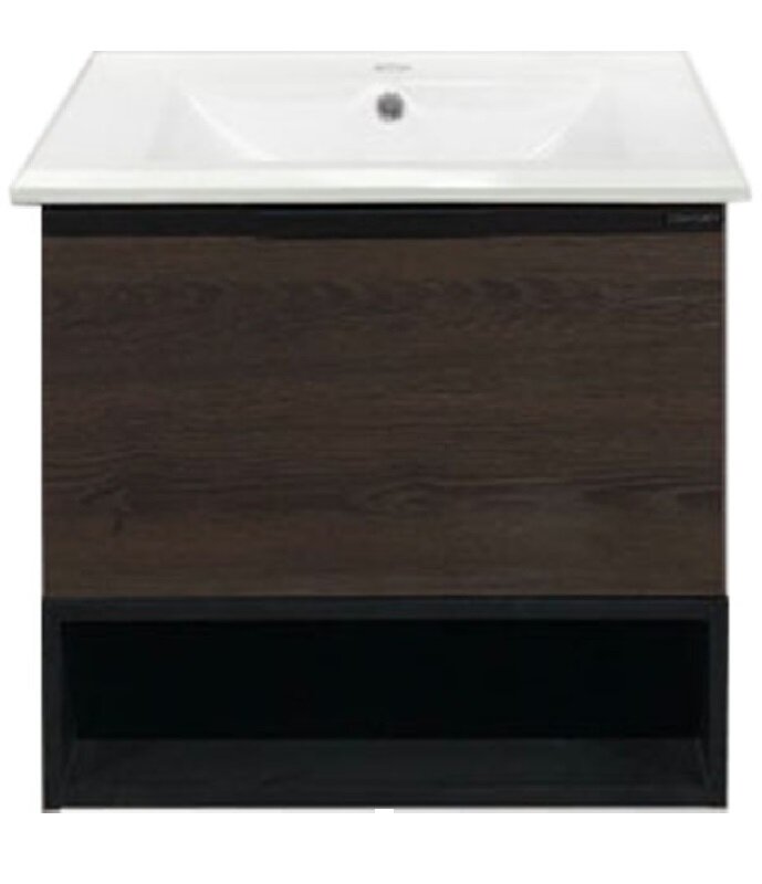 Изображение товара Тумба Comforty Франкфурт, 60 см, дуб шоколадно-коричневый с раковиной Comforty, 00004150530 (00004150530CF)