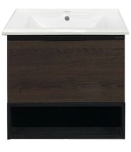 Изображение товара Тумба Comforty Франкфурт, 60 см, дуб шоколадно-коричневый с раковиной Comforty, 00004150530 (00004150530CF)