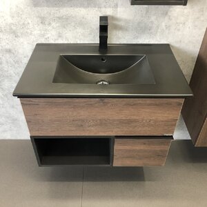 Изображение товара Тумба Comforty Франкфурт, 75 см, дуб шоколадно-коричневый с черной раковиной Comforty, 00-00000889 (00-00000889CF)