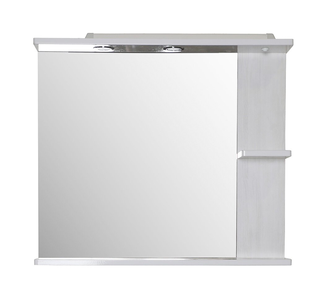 Изображение товара Зеркальный шкаф АСБ-мебель Орхидея 80 см L/R, правый, с подсветкой, светлое дерево