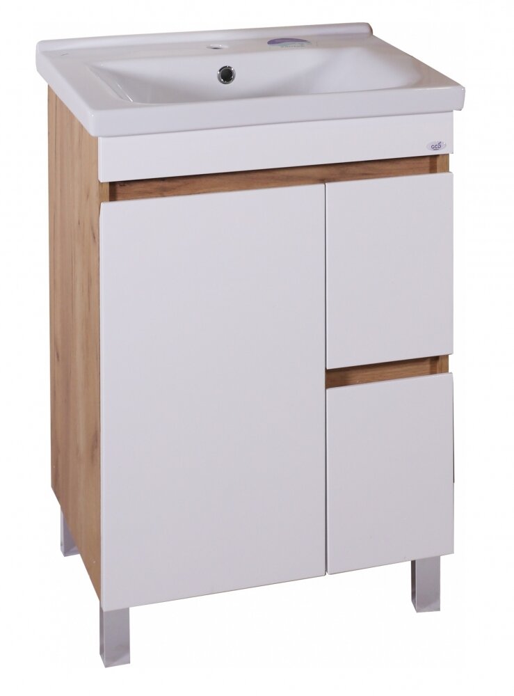 Изображение товара Тумба под раковину АСБ-мебель Марко 60 2.1 напольная 56.4x43.5x85.1 см белая дуб золотой