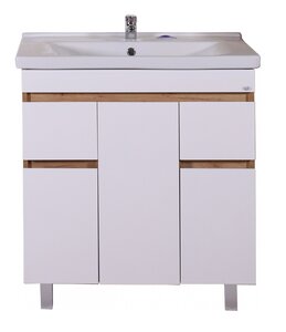 Изображение товара Тумба под раковину АСБ-мебель Марко 80 см напольная белая дуб золотой