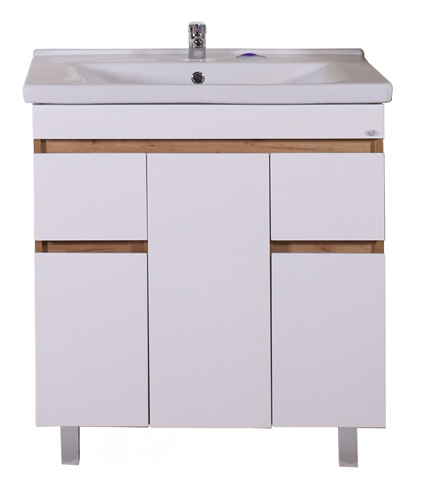 Изображение товара Тумба под раковину АСБ-мебель Марко 80 см напольная белая дуб золотой