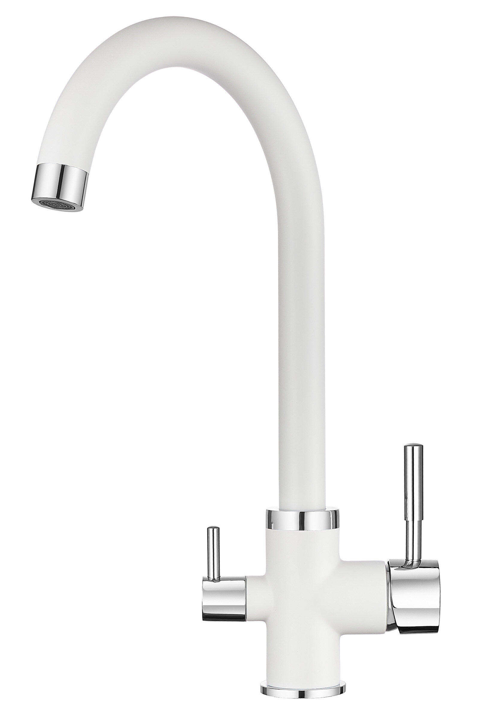 Изображение товара Смеситель для кухонной мойки Granula GR-2168 2168wh с подключением к фильтру, белый