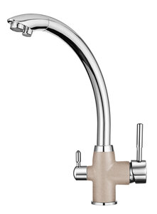 Изображение товара Смеситель для кухонной мойки Granula GR-3167 3167chan, с подключением к фильтру, хром/антик