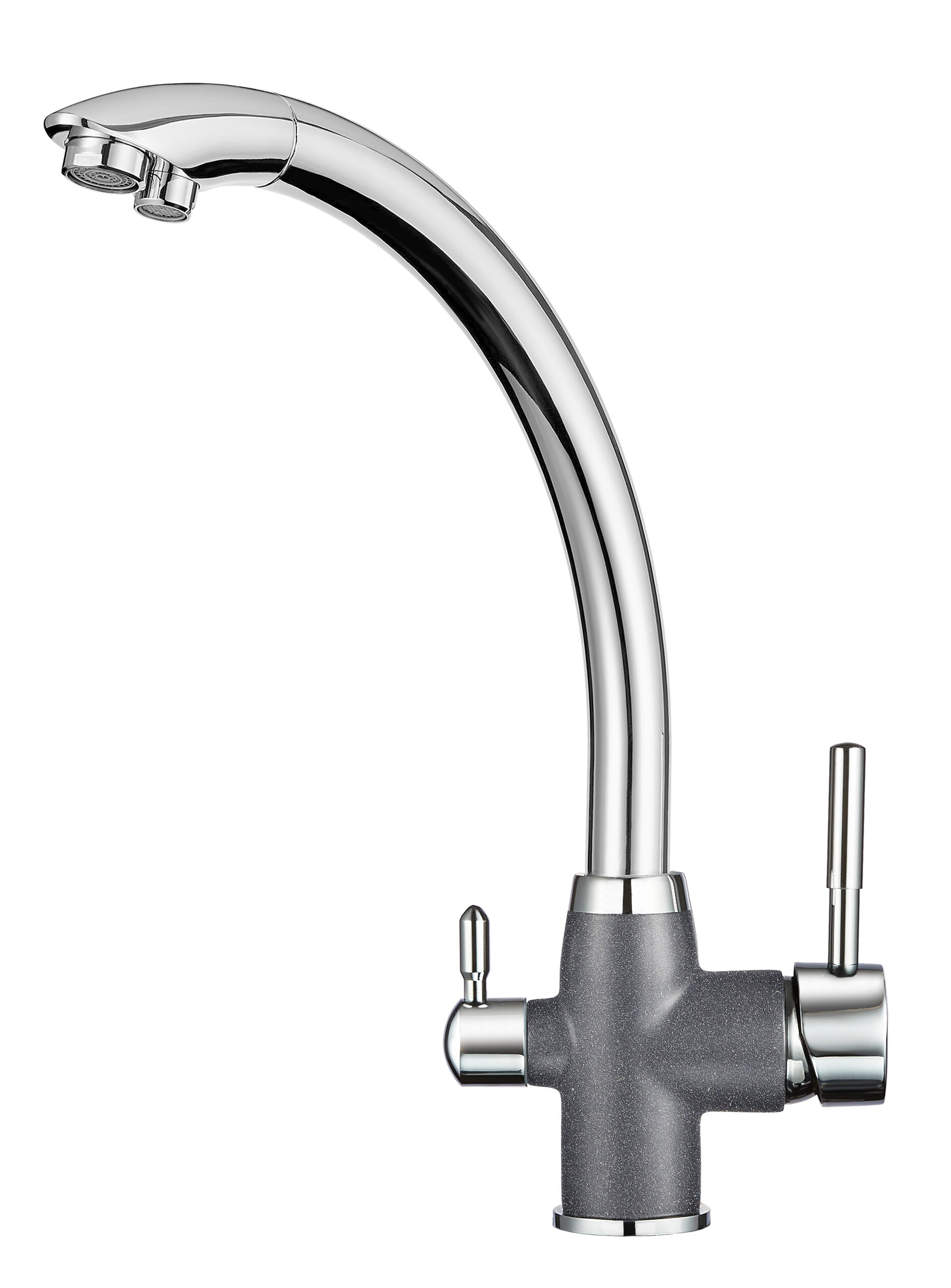 Изображение товара Смеситель для кухонной мойки Granula GR-3167 3167chbg, с подключением к фильтру, хром/графит