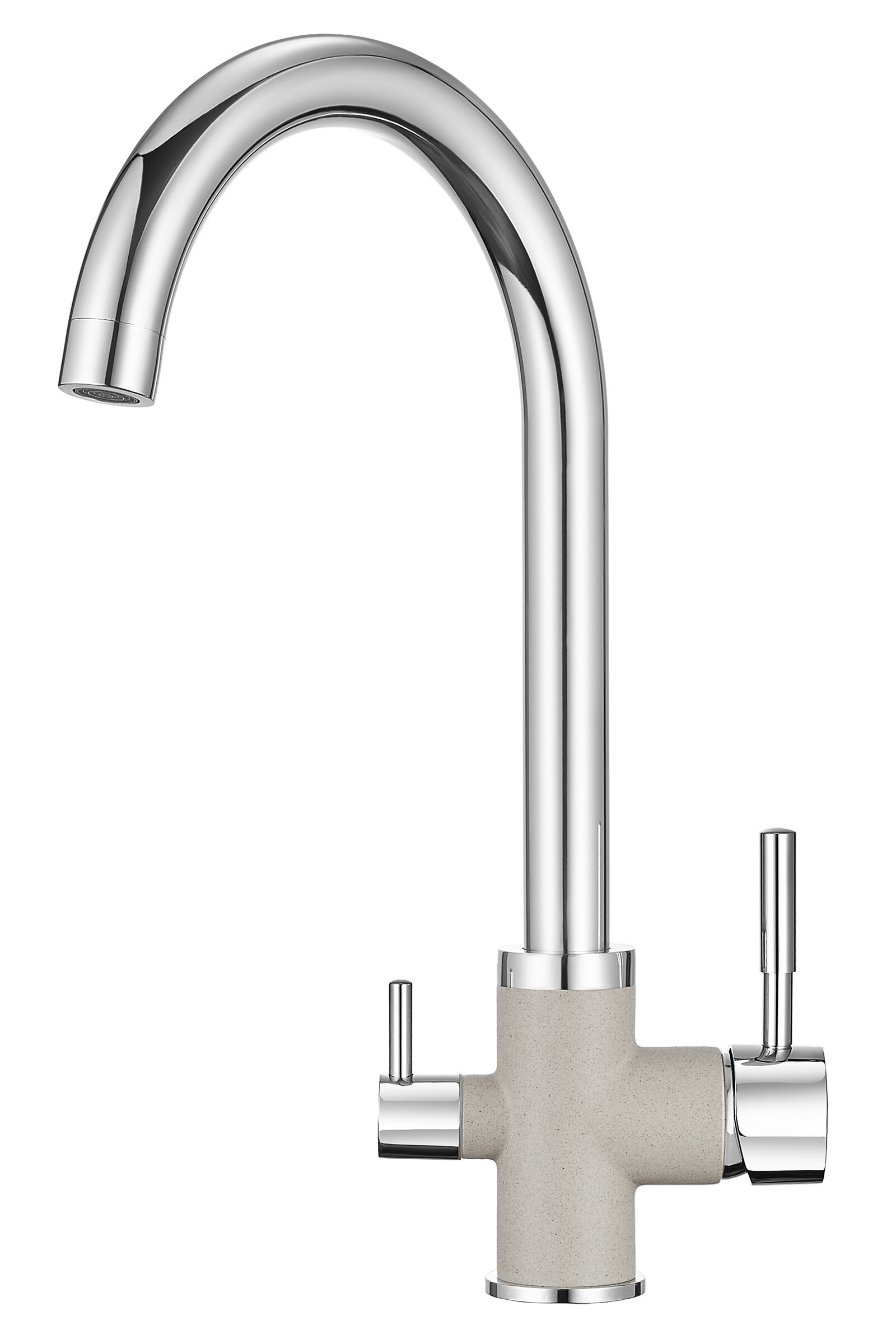 Изображение товара Смеситель для кухонной мойки Granula GR-3168 с подключением к фильтру, хром/базальт