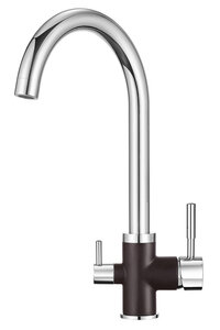 Изображение товара Смеситель для кухонной мойки Granula GR-3168 3168ches, с подключением к фильтру, хром/эспрессо