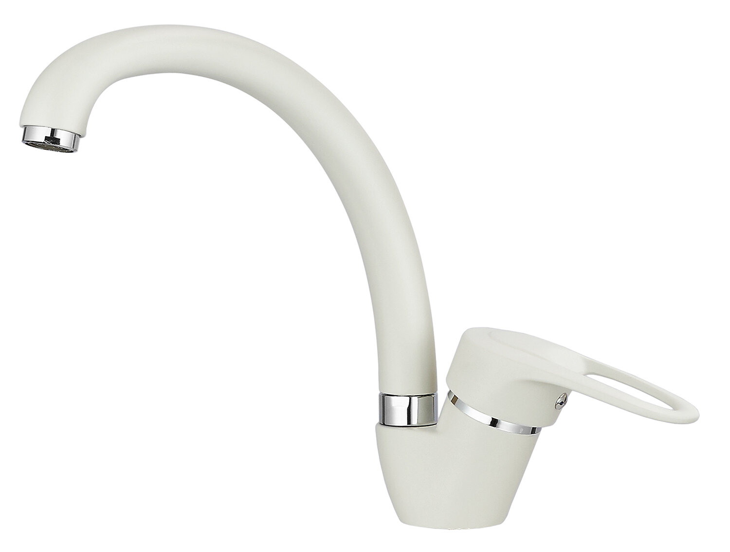 Изображение товара Смеситель для кухонной мойки Granula ST-03 белый - однорычажный, с поворотным изливом, Россия