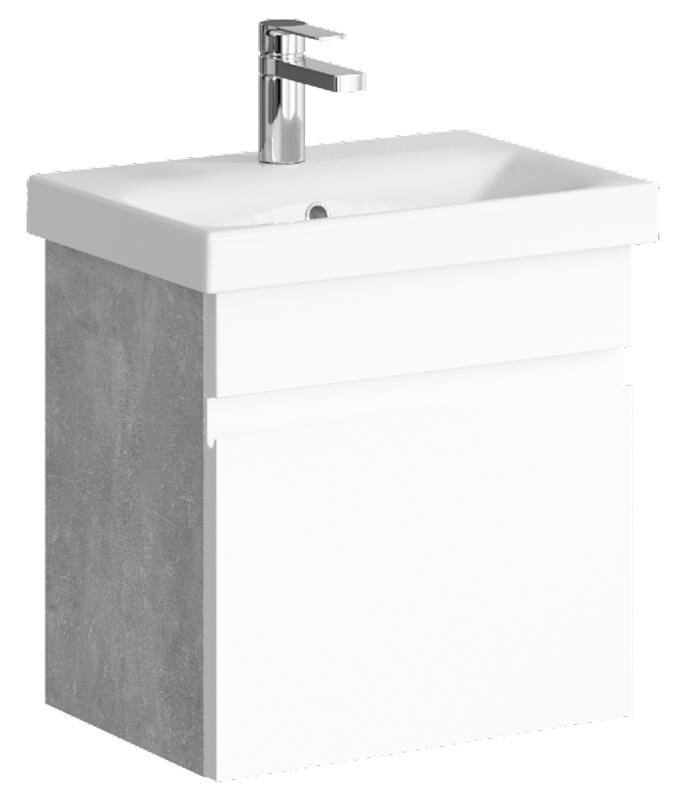 Изображение товара Aqwella Smart 50: подвесная тумба с ящиком, белый фасад и бетонный корпус