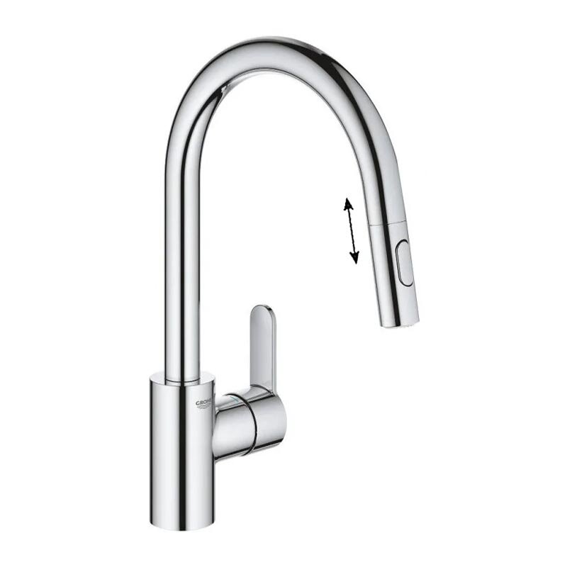 Изображение товара Смеситель для кухонной мойки Grohe Eurostyle Cosmopolitan, 31482003, с вытяжным изливом, хром Изображение товара Смеситель для кухонной мойки Grohe Eurostyle Cosmopolitan, 31482003, с вытяжным изливом, хром