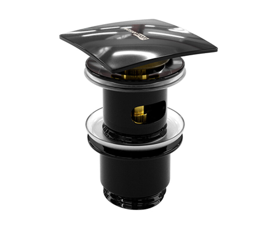 Изображение товара Донный клапан Push-up Wasserkraft A166 с переливом черный глянец