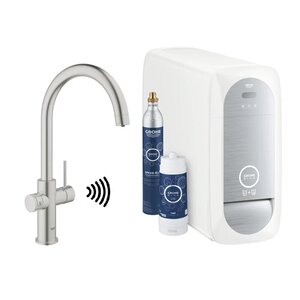 Изображение товара Смеситель для кухонной мойки Grohe Blue, 31455DC0, с функцией фильтрации и газирования воды, суперсталь