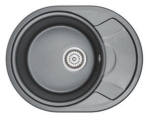 Изображение товара Кухонная мойка Granula GR-5802 5802sv, овальная, черная, с крылом, гарантия 5 лет