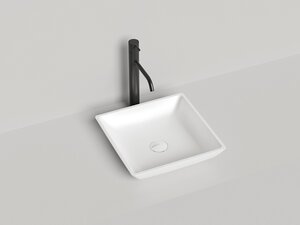 Изображение товара Раковина накладная Salini Callista 04, 1101108G, 38 x 38 х 8,5 см, из материала S-Sense, глянцевая белая