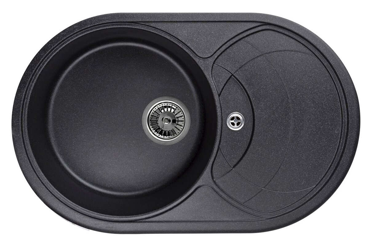 Изображение товара Кухонная мойка Granula GR-7801, черная, вместительная, стальная