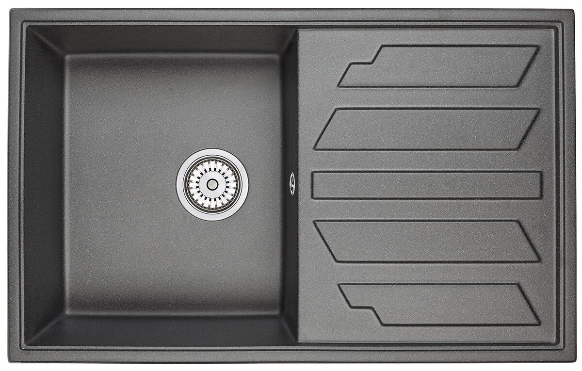 Изображение товара Кухонная мойка Granula GR-8002 8002bl черная с крышкой 50 см