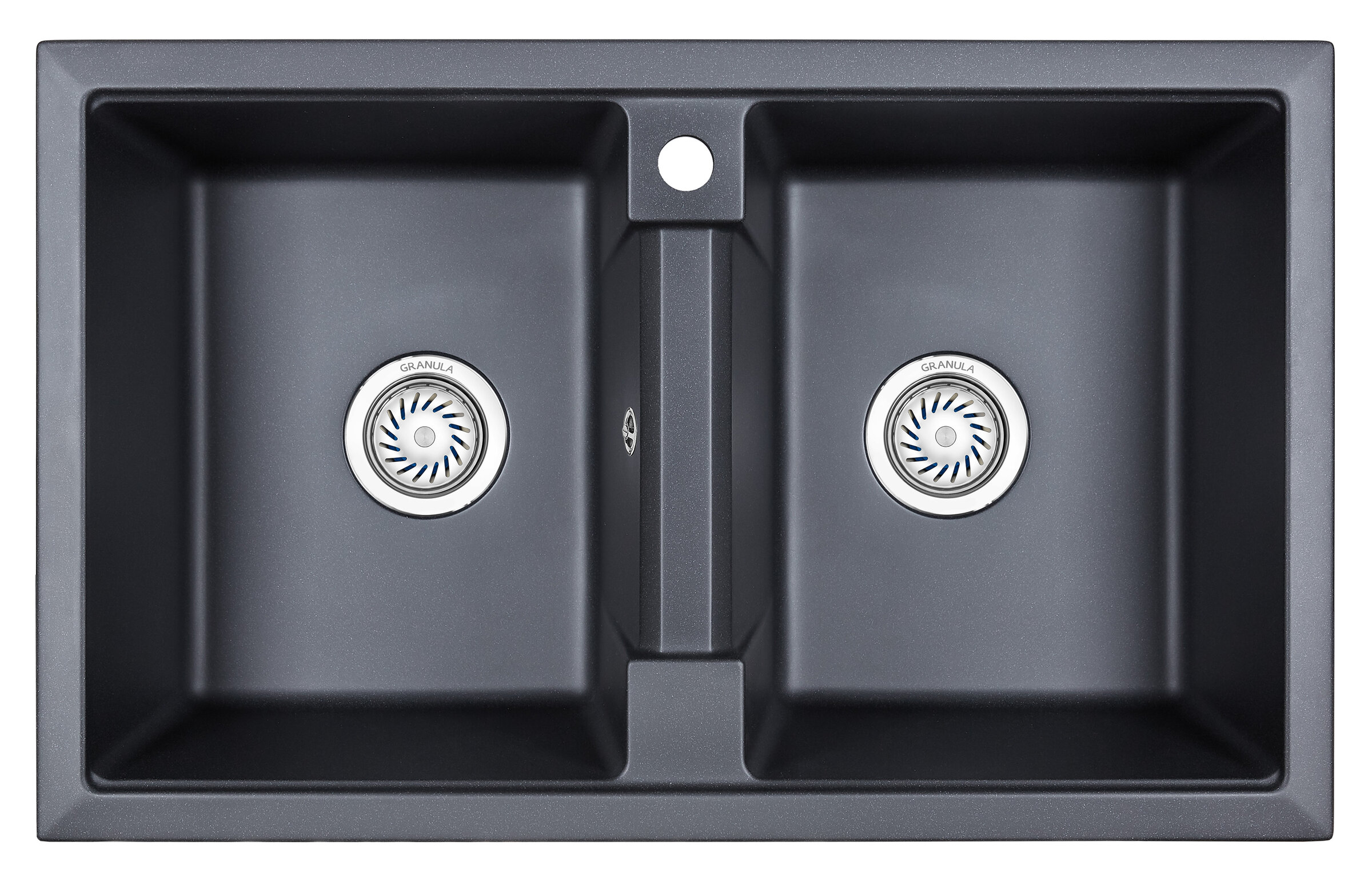 Изображение товара Кухонная мойка Granula GR-8101 8101sv шварц, угловая, нержавеющая сталь или искусственный камень