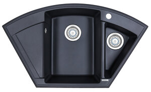 Изображение товара Кухонная мойка Granula GR-9001 9001sv черная, нержавеющая сталь, угловая установка