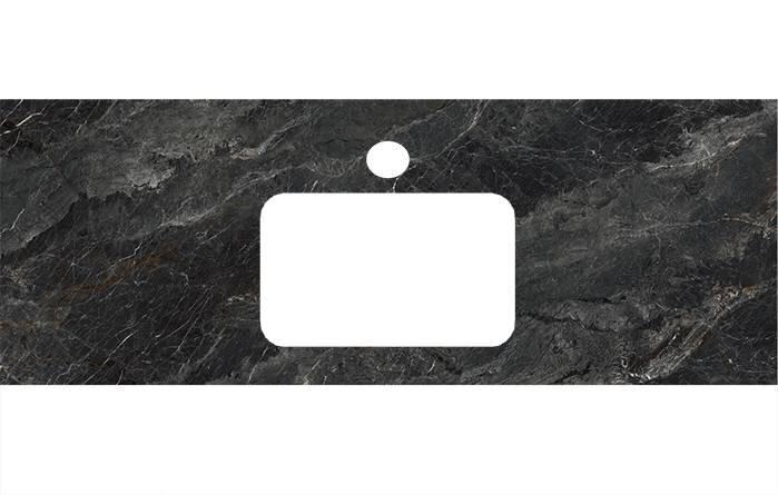 Изображение товара Столешница Kerama Marazzi, 120 х 48 см, для раковин, встраиваемых сверху, Риальто темный серый лаппатированный, PL2.VT93P