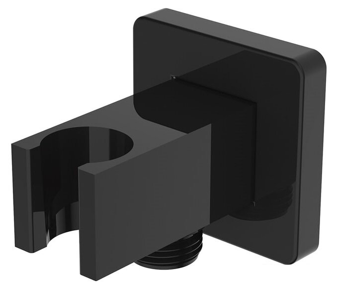 Изображение товара Шланговое подключение Clever Square 61112 с держателем для душа, черный матовый Изображение товара Шланговое подключение Clever Square 61112 с держателем для душа, черный матовый
