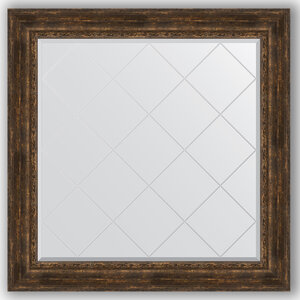 Изображение товара Зеркало с гравировкой в багетной раме Evoform Exclusive-G BY 4473 112 x 112 см, состаренное дерево с орнаментом