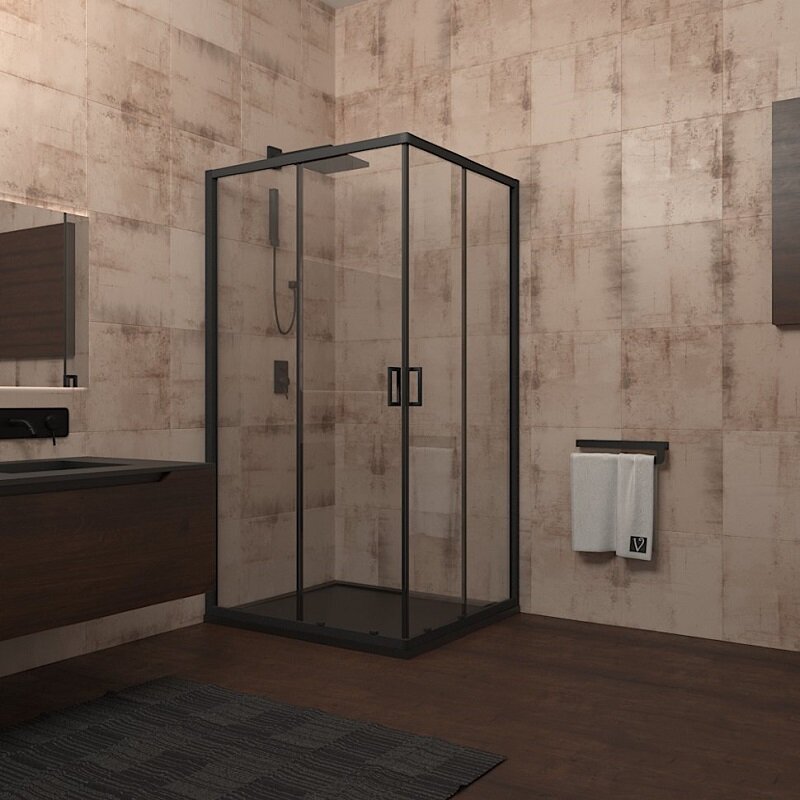 Изображение товара Душевой уголок Veconi Rovigo RV-13 100x100 см с раздвижными дверями и безопасным стеклом