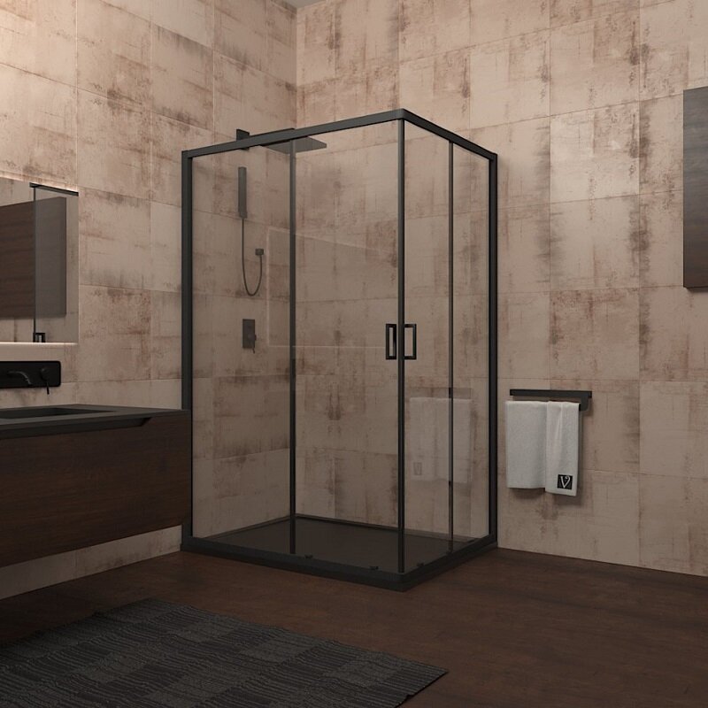 Изображение товара Душевой уголок Veconi Rovigo RV-14 120x80 см раздвижной установка с прозрачным стеклом