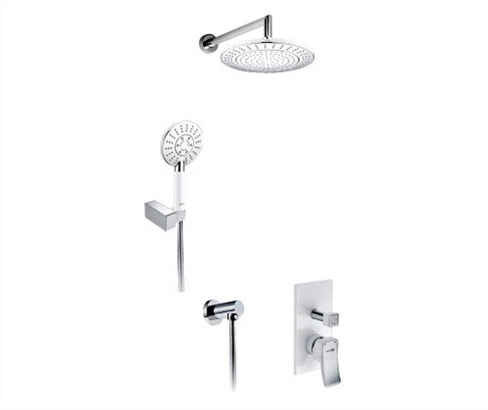 Изображение товара Верхняя душевая система WasserKRAFT A16067WHITE с скрытым монтажом, бело-хром