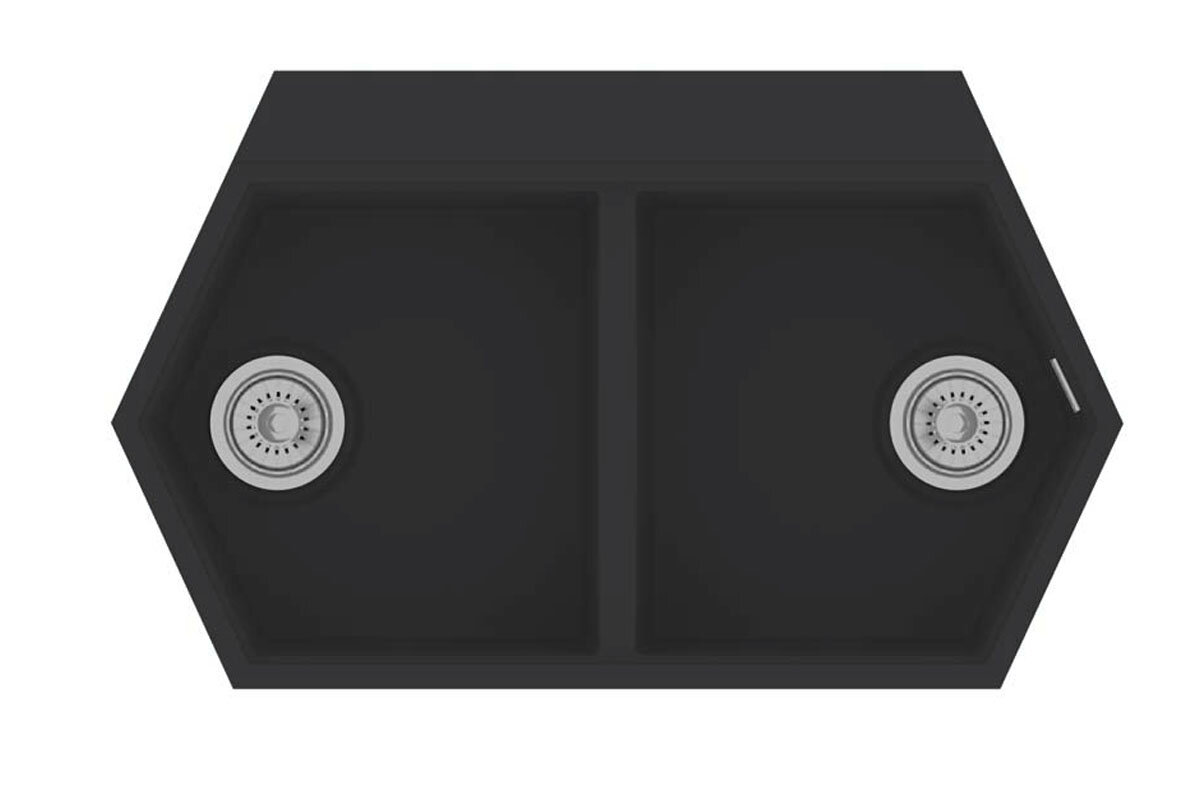 Изображение товара Кухонная мойка KitKraken Gulf K-850.2B.9004 Black с двумя чашами и угловым монтажом