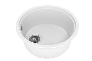 Изображение товара Кухонная мойка KitKraken Lake O-510.9010 White с увеличенной чашей и угловым монтажом