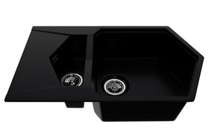 Изображение товара Кухонная мойка KitKraken Pond K-850M.9004 Black угловая 2 чаши