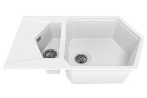 Изображение товара Кухонная мойка KitKraken Pond K-850M.9010 White с двумя чашами и сушилкой