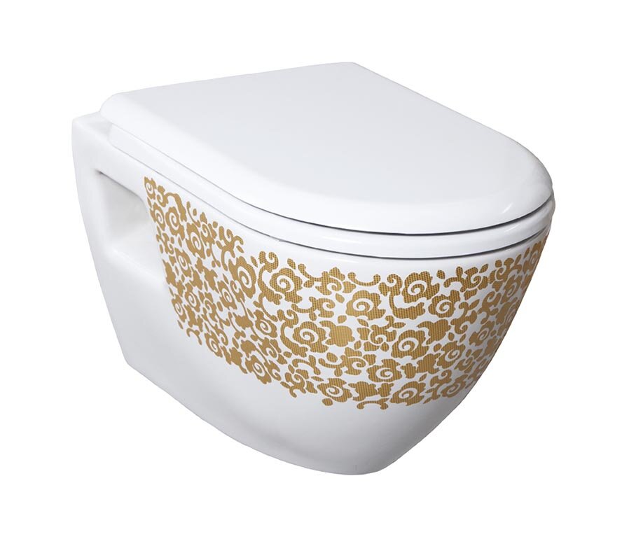 Изображение товара Подвесной унитаз Creavit Terra TP325-00CB00E-CA00 с биде и декором золото