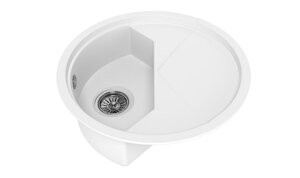 Изображение товара Кухонная мойка KitKraken Stream C-510M.9010 White с малой глубиной и крылом для сушки