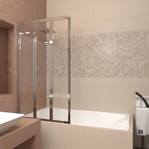 Изображение товара Шторка на ванну Veconi Palau PL-73L/R, 120 x 150 см, профиль хром, стекло прозрачное