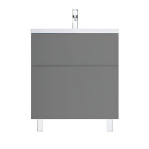 Изображение товара Тумба под раковину Am.Pm Gem 75 см, напольная, 2 ящика push-to-open, графит матовый M90FSX07522GM32