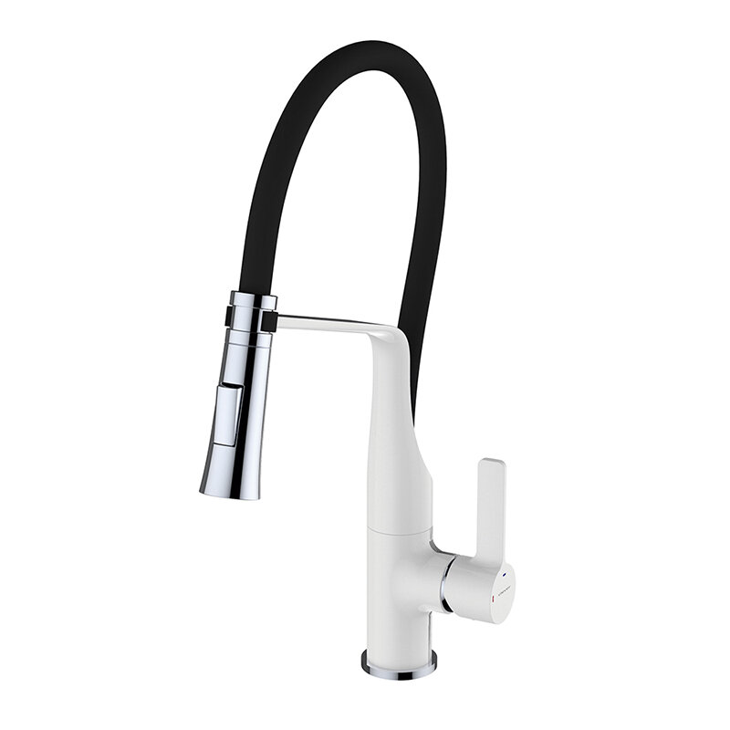 Изображение товара Смеситель Clever Chef 6 99733 для кухонной мойки, белый, хром, съемный излив