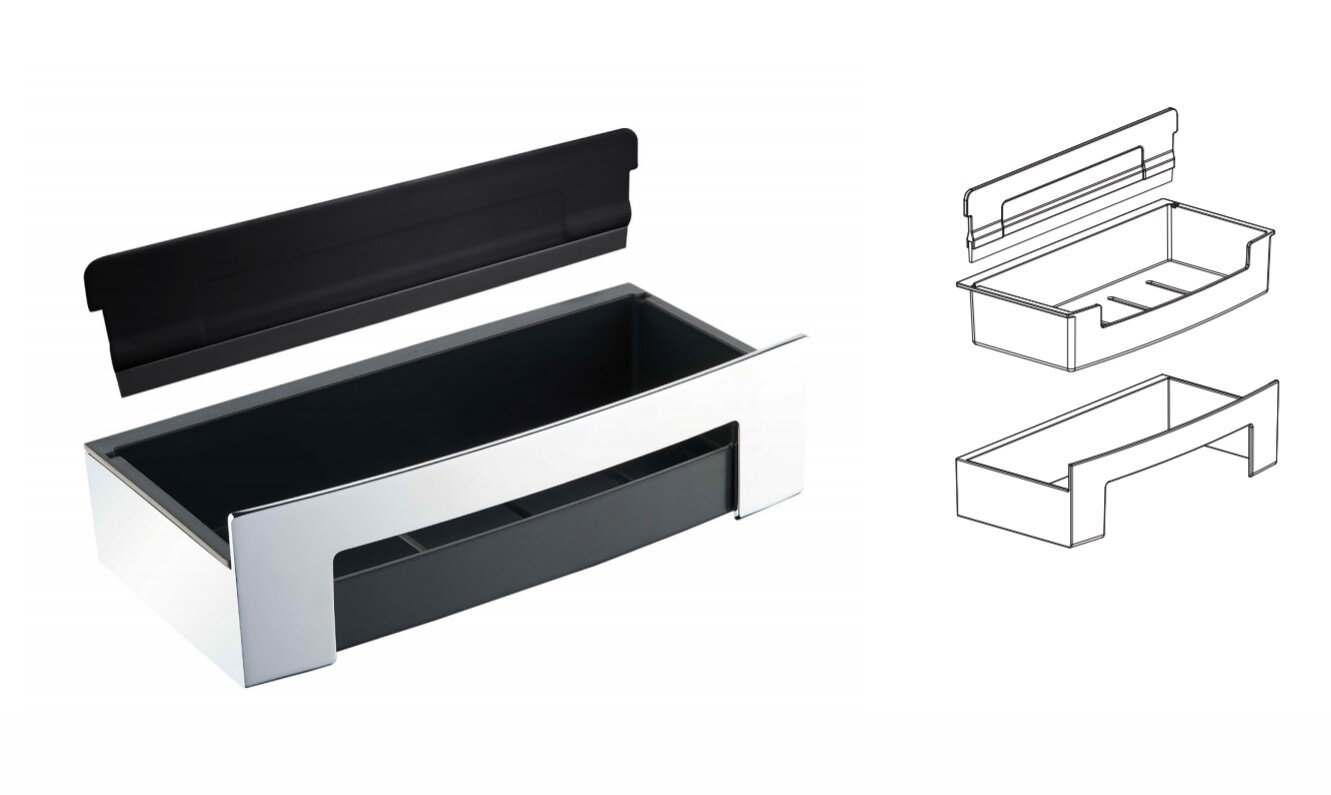 Изображение товара Полка для ванной комнаты Bemeta Cytro 102208302 22.5 см с скребком хром черный