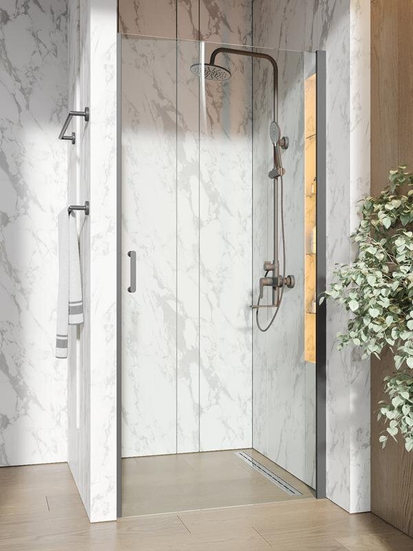 Изображение товара Душевая дверь в нишу Orange E05-090TB 90х190 стекло прозрачное профиль черный Германия