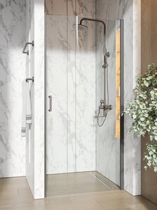 Изображение товара Душевая дверь в нишу Orange E05-090TB 90х190 стекло прозрачное профиль черный Германия