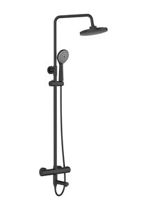 Изображение товара Душевая система Orange Thermo, с термостатом, с поворотным изливом, черный матовый, T02S3-911b