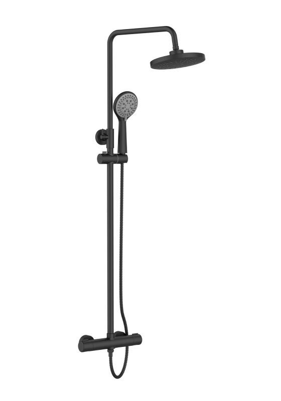 Изображение товара Душевая система Orange Thermo с термостатом черный матовый 128 см