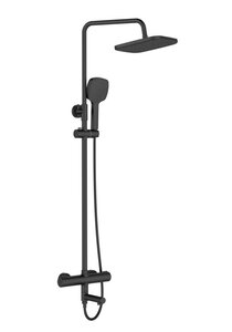 Изображение товара Душевая система Orange Thermo T02S4-911b с термостатом, с поворотным изливом, черный матовый