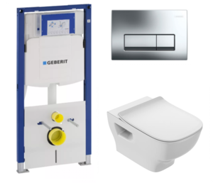 Изображение товара Инсталляция Geberit с безободковым унитазом Struktura EDE102-00, сиденье микролифт, комплект Santehnica.ru