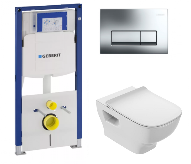 Изображение товара Инсталляция Geberit с безободковым унитазом Struktura EDE102-00, сиденье микролифт, комплект Santehnica.ru