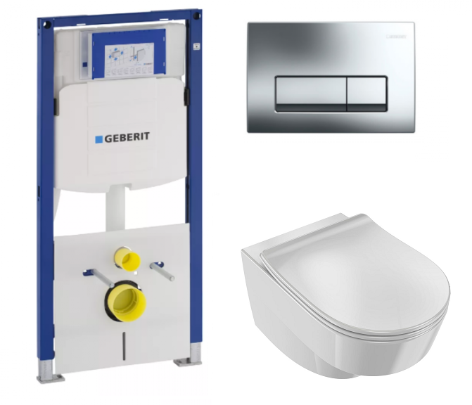 Изображение товара Инсталляция Geberit с безободковым унитазом Jacob Delafon Odeon Rive Gauche EDR102-00 комплект