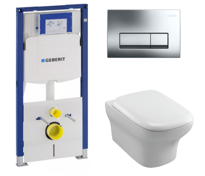 Изображение товара Инсталляция Geberit с безободковым унитазом Jacob Delafon Vox EDM102-00, подвесной, белый