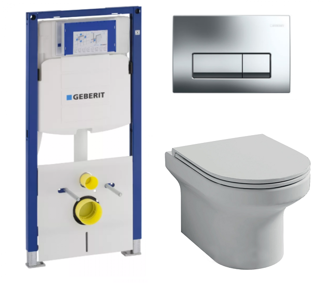 Изображение товара Инсталляция Geberit с безободковым унитазом Jacob Delafon Elite EDX114RU-00, сиденье микролифт, комплект Santehnica.ru