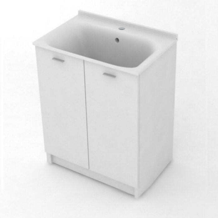 Изображение товара Комплект для постирочной Kerasan Aquadom, 60 x 50 см с 1 отверстием под смеситель, с сифоном, белый матовый, 9166k3*1